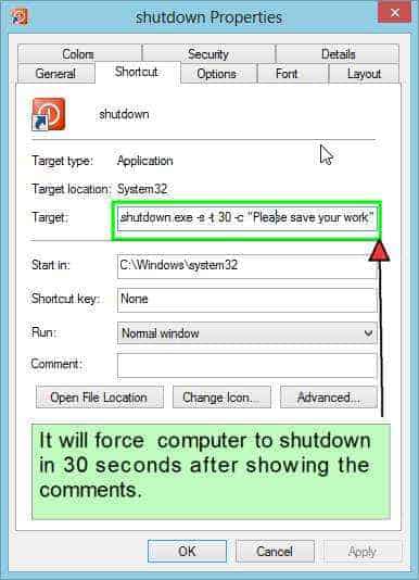 windows shutdown timer command shortcut