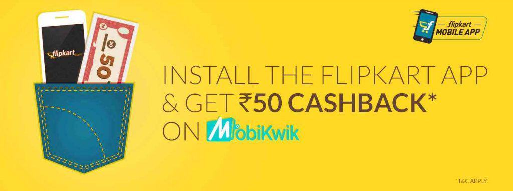 Flipkar app offer rs 50 mobiqwik