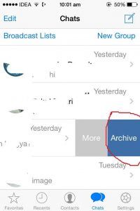 Arcchieve message option- hide chats on whatsapp
