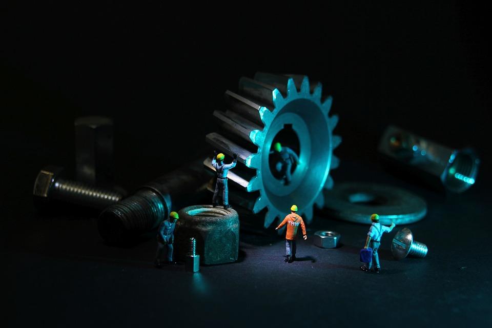 Mechanical Engineering, Gear, Miniature Figures