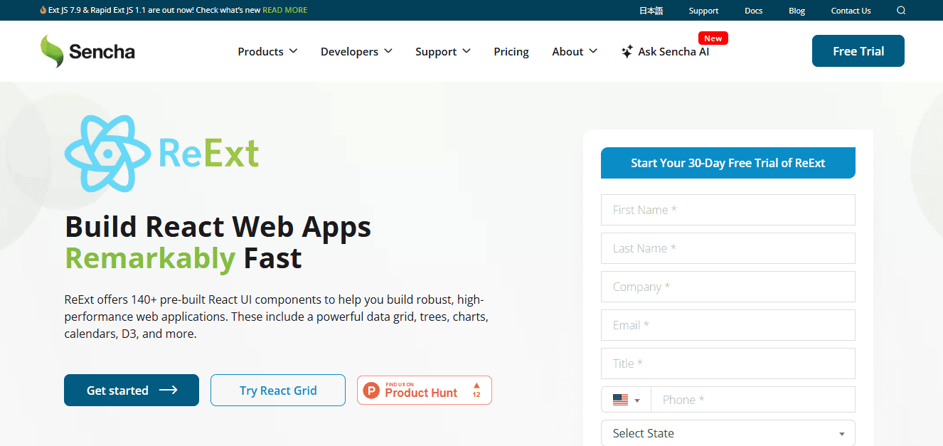 ReExt is a React framework.