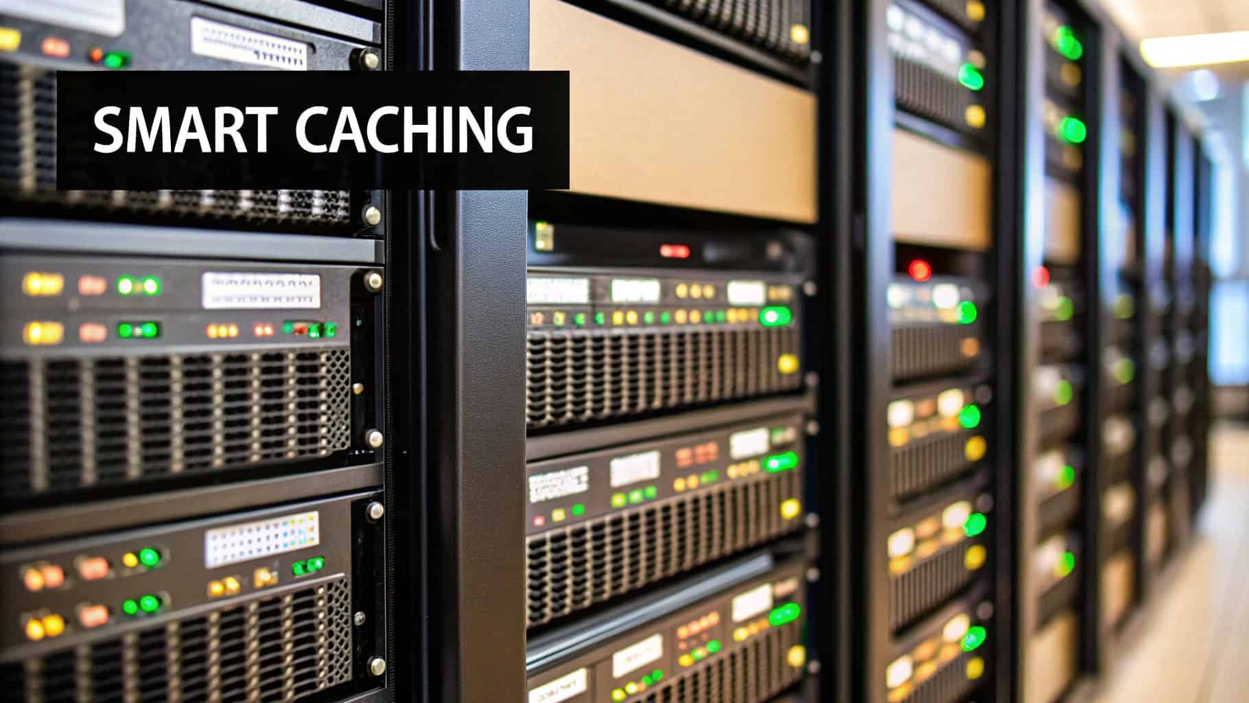 A simplified diagram showing a server delivering a static, cached webpage to a user, bypassing a complex database and PHP process, illustrating the concept of caching.